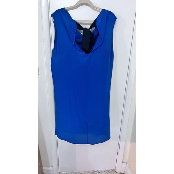 GEREN FORD BLUE SLEEVELESS SCOOP NECK BLOUSE BACK TIE SIZE L SILK - Picture 6 of 10